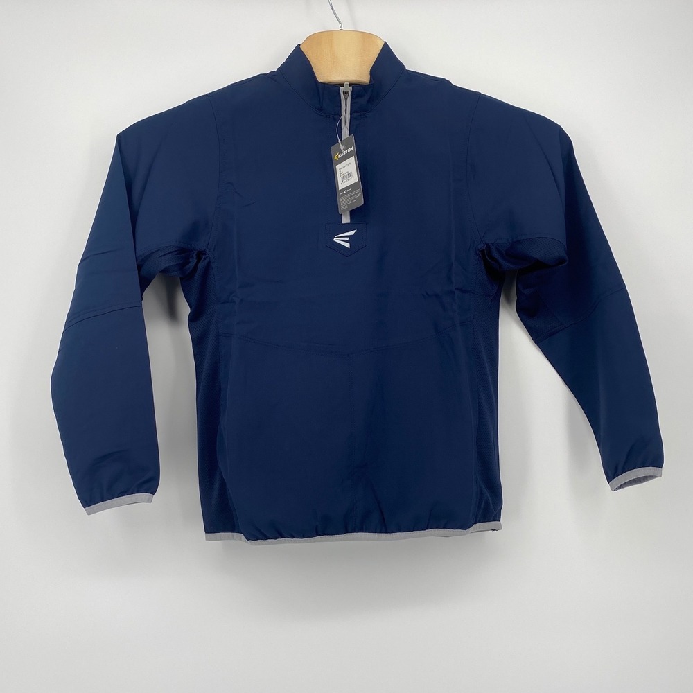 Easton Alpha Cage Jacket YL Navy Quarter Zip Long Sleeve Youth NWT